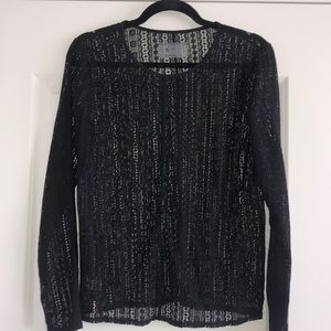 Lou & Grey FORM Black Lace Style Long Sleeve Shirt